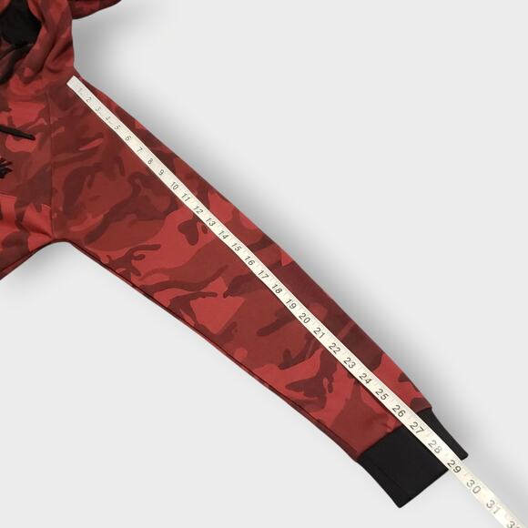 YoungLA Mens Red Camouflage Full Zip Up Hoodie Sz Small Streetwear Activewear - Picture 9 of 10